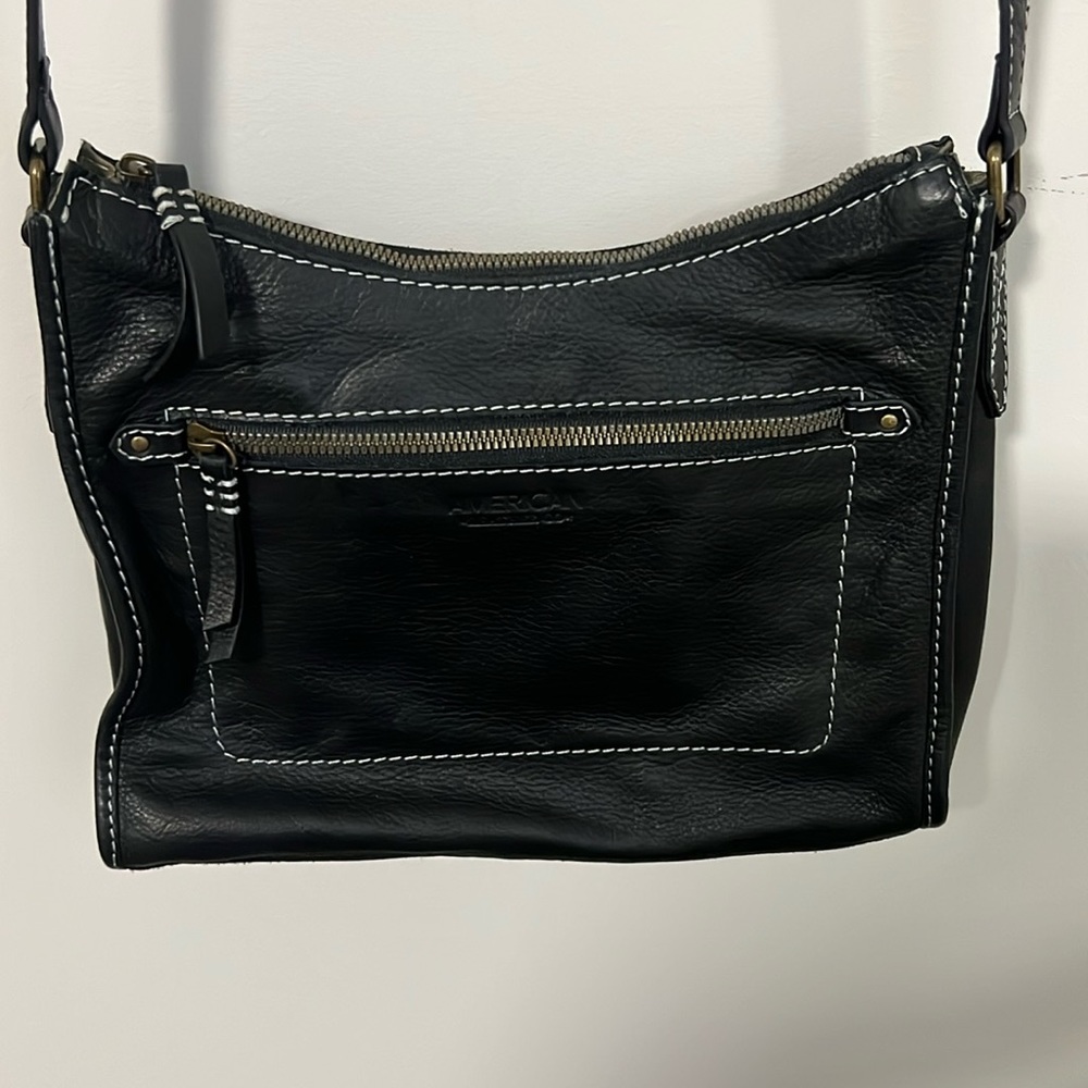 American Leather Co. Black leather cross body